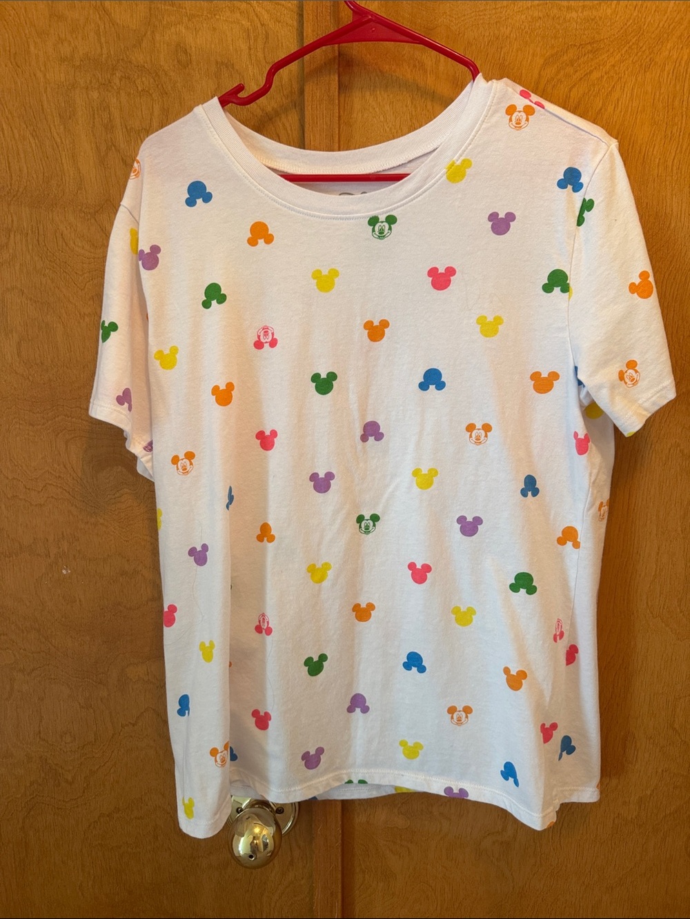 Disney White Tee with Multicolor Mickey Head Print
